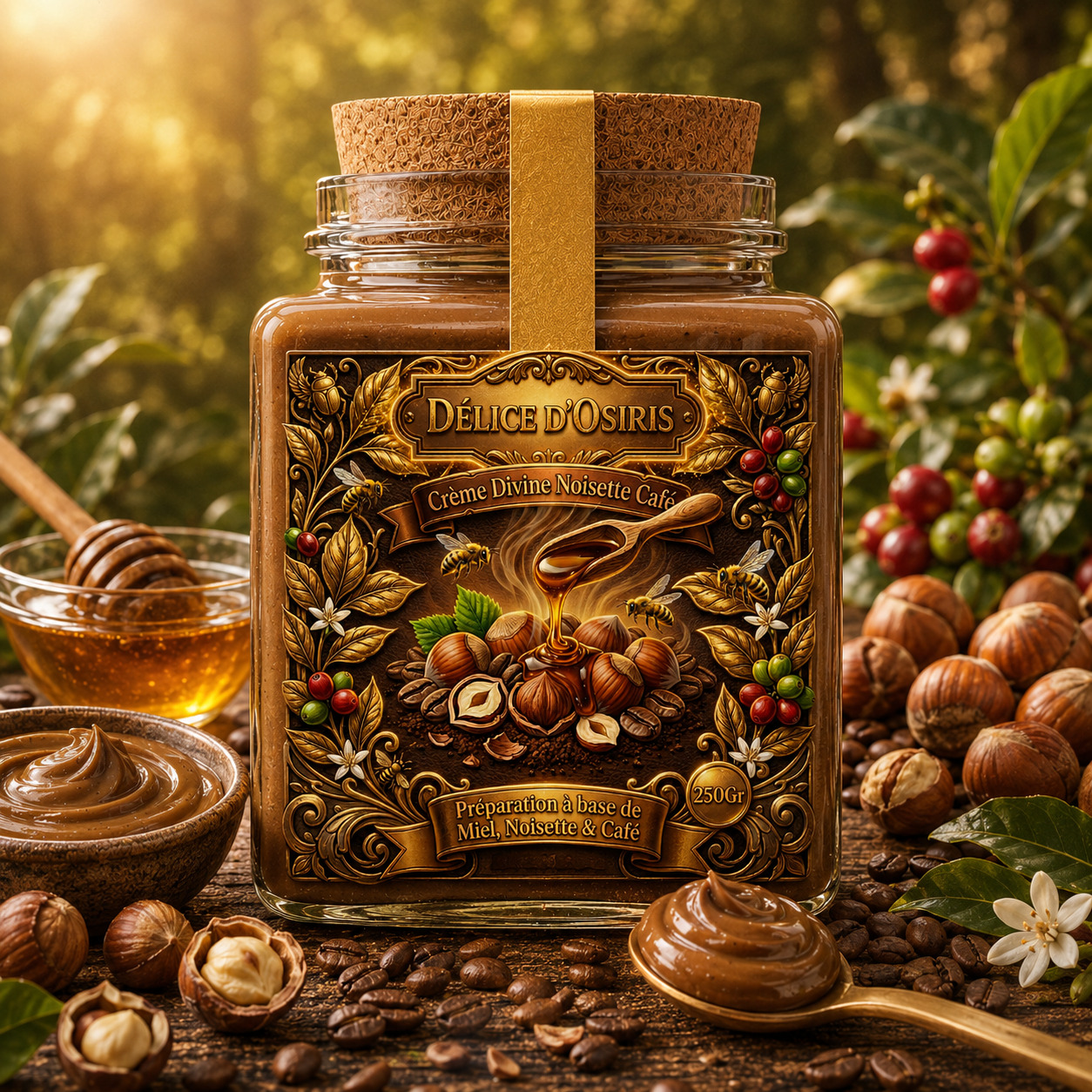 Crème Divine Noisette & Café – Délice d'Osiris – Miel, Noisette et Café