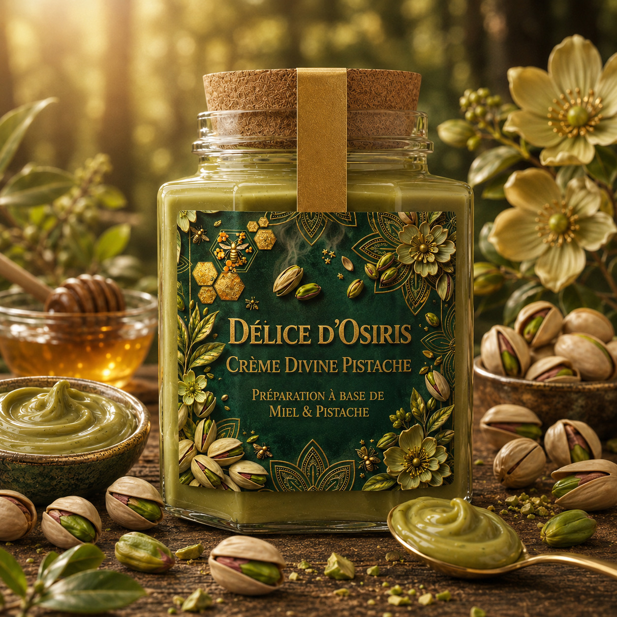 Crème Divine Pistache – Délice d'Osiris – Miel et Pistache